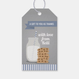 Para Regalos Leche azul moderna y galletitas con etiquetas favo