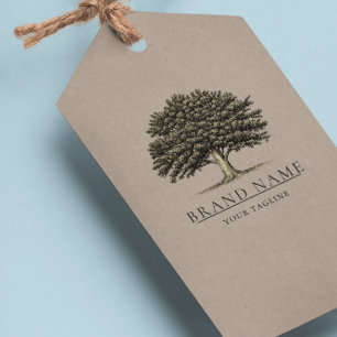 Para Regalos Logotipo de árbol de roble vintage Etiquetas de co
