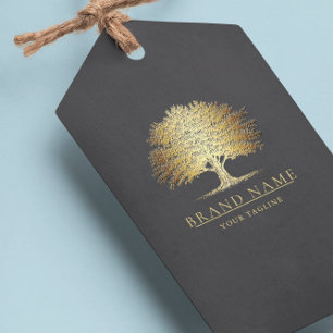 Para Regalos Logotipo de árbol de roble vintage Etiquetas de co