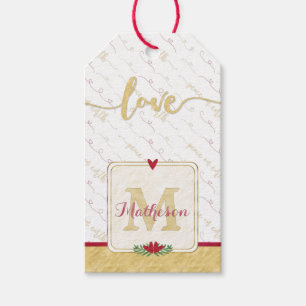 Para Regalos LOVE Watercolor Monograma Etiquetas de regalo de f