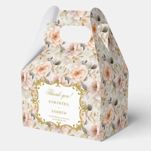 Para Regalos Magnífico Boda de Rubor Gold Floral Gracias Caja