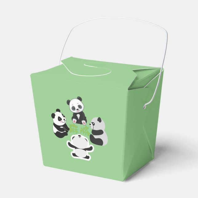Para Regalos Mahjong Panda Cute Graciosa Caja de Favores (Front Side)