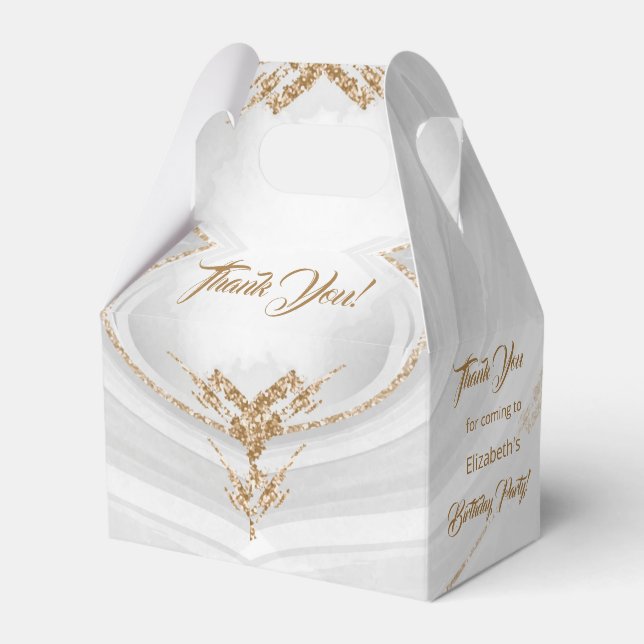 Para Regalos Marble de oro blanco gracias caja de favor de cump (Front Side)