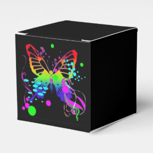 Para Regalos Mariposa colorida en la caja negra del favor de