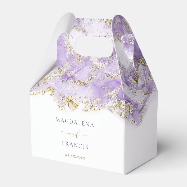 Para Regalos mármol dorado de lavanda | caja de favores de boda (Front Side)
