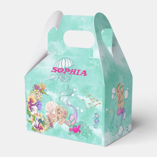 Para Regalos Mermaid Starfish Cute Caja de Favor Personal (Front Side)