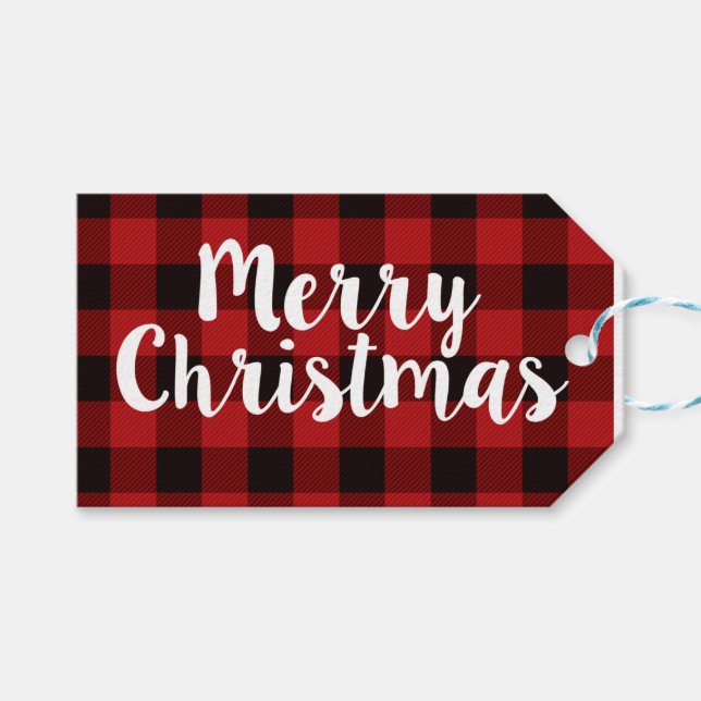 Para Regalos Merry Christmas Plaid | Etiquetas (Frente (Horizontal))