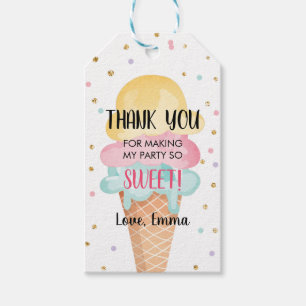 Para Regalos Mint Pink Ice Cream Confetti Gracias Etiquetas De