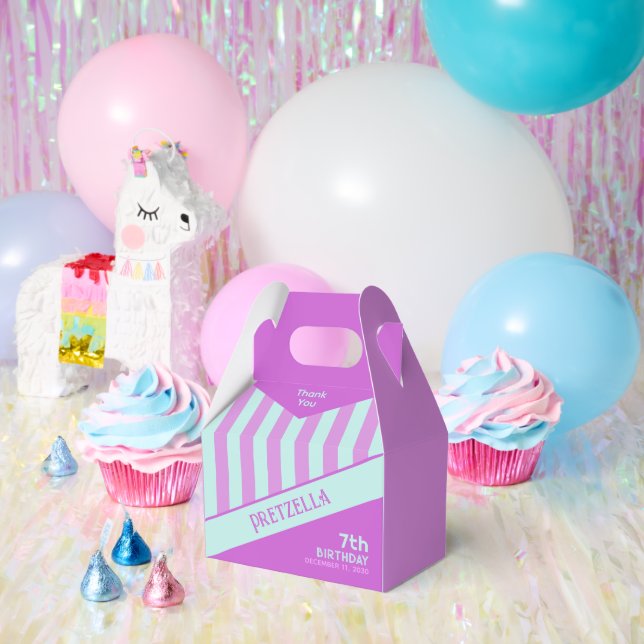 Para Regalos Moderno Pastel Verde azulado Tiras Rosadas Caja de (Fiesta)