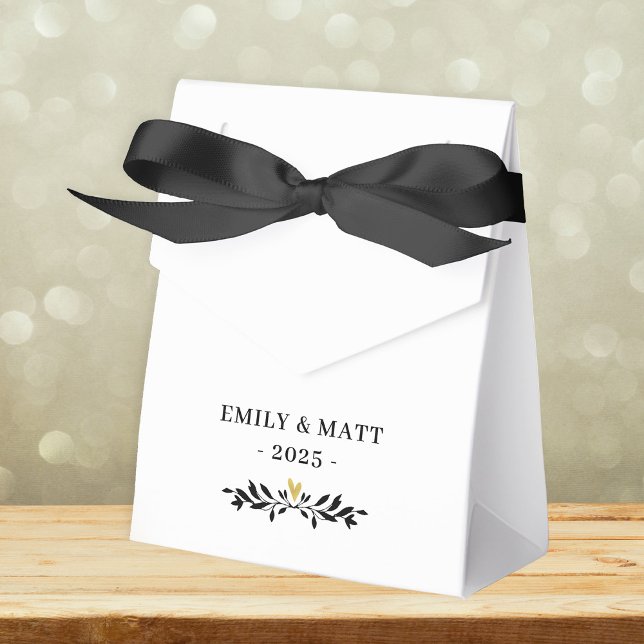 Para Regalos Moderno y elegante caja de favores de casamiento M (Stylishly Personalize with Your Custom Names & Year.)
