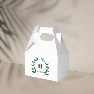 Para Regalos Monograma caja de Favor corona verde