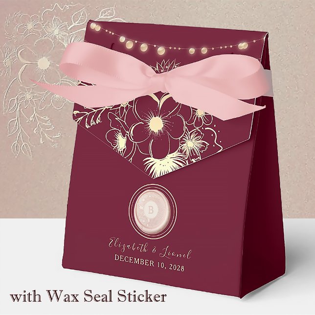 Para Regalos Monograma Caja de Favor de Boda Borgoña (Subido por el creador)