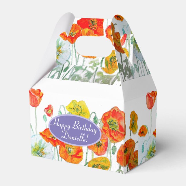 Para Regalos Naranja Red Poppy Floral Tea Fiesta Pastel Caja Fa (Front Side)