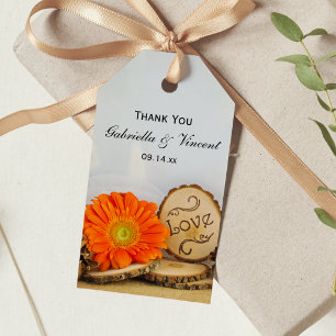 Para Regalos Naranja Rústico Daisy Woodland Etiquetas de Favor
