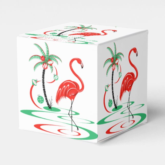 Para Regalos Navidades rojos Caja de favores Flamingo clásica (Costado Anverso)