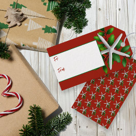 Para Regalos Navidades Rojos Starfish Ataron Las Etiquetas De R