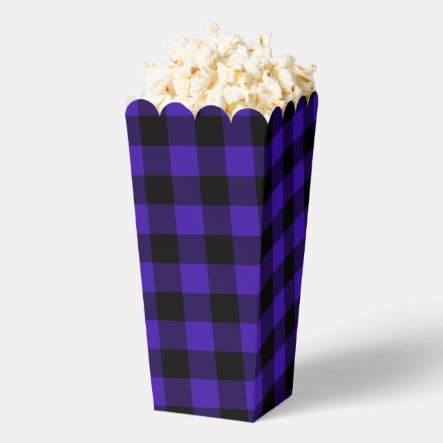 Para Regalos Negro Blue Check Pattern Caja de palomitas de maíz (apareció)