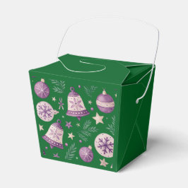 Para Regalos "Ornamento verde de Navidad y caja de Favor de Cam