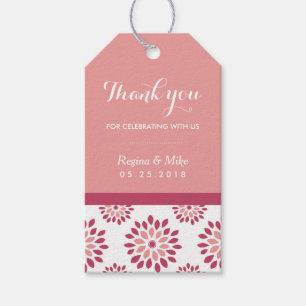 Para Regalos Patrón de flores de Dahlia rosa Gracias, etiquetas