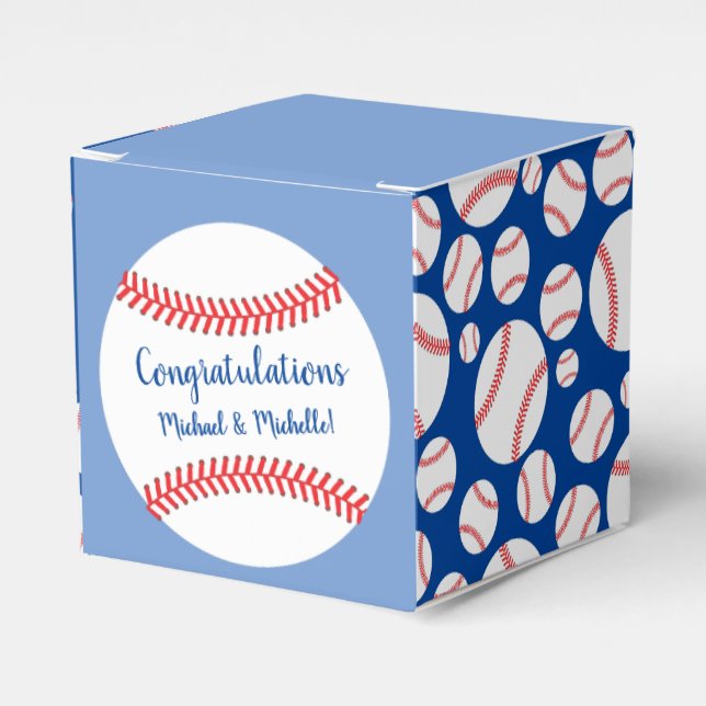 Para Regalos Pequeña caja de Baby Shower de beisbol con lugre (Costado Anverso)