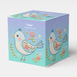 Para Regalos Pequeña Caja de Favor Floral de Aves Azules