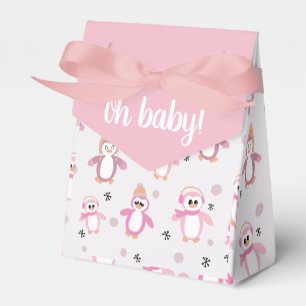 Para Regalos Pequeño pingüino rosado caja de Baby Shower favori