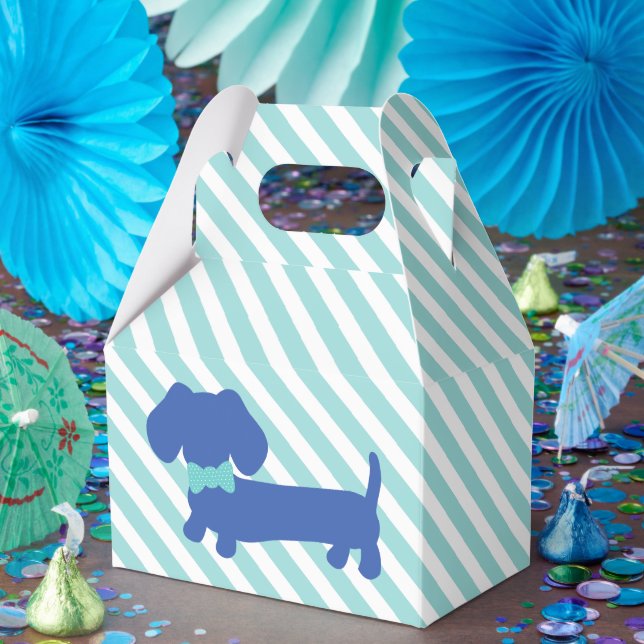Para Regalos Perro azul Dachshund Wiener con caja favorita de c (Fiesta)