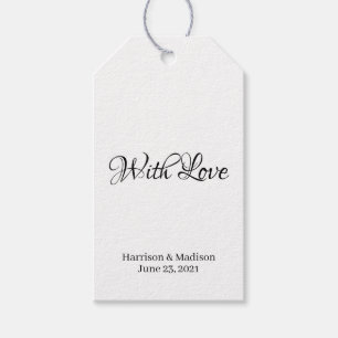 Para Regalos Personalizado guión negro Boda de texto etiquetas