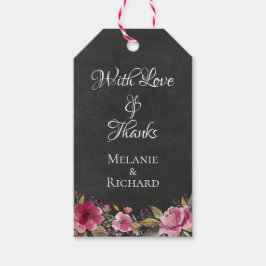 Para Regalos Pink Floral Chalkboard Gracias Etiquetas Favorable