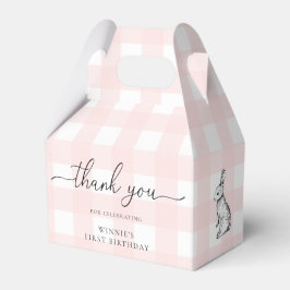 Para Regalos Pink Gingham Bunny Birthday Gracias Caja De Favore