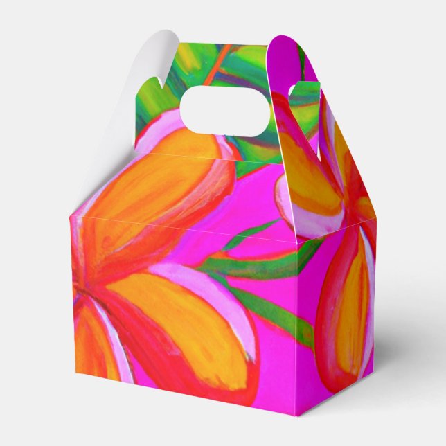 Para Regalos Pink on Pink Plumeria Caja de favores del partido  (Front Side)