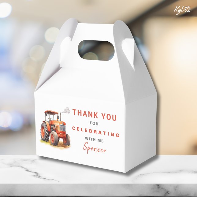 Para Regalos Plantilla de caja gable de tractores rojos Cumplea (Subido por el creador)