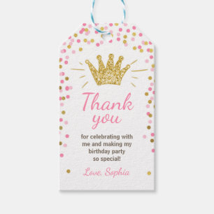 Para Regalos Princesa gracias etiquetas Royal Crown Pink and Go