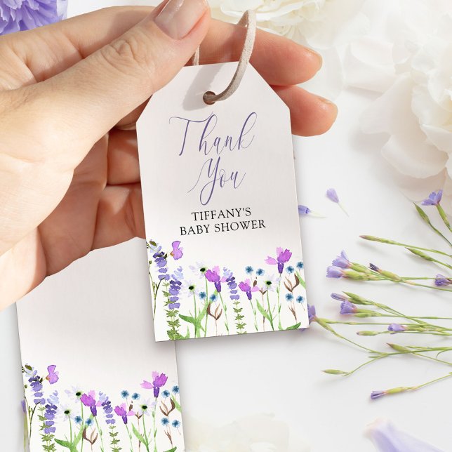 Para Regalos Purple Wildflower Personalizado Gracias Etiquetas  (Thank you gift tags from my Purple Wildflower Collection. )