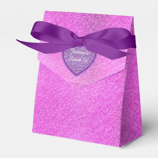 Para Regalos Purpurina morado y rosa dulce 16 caja de regalo fa (Front Side)