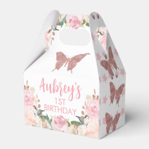 Para Regalos Purpurina Rosado Mariposa Cumpleaños Caja de Favor