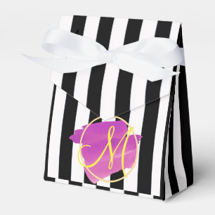 Para Regalos Rayas blancas y negras ⎥ Caja de favores con monog