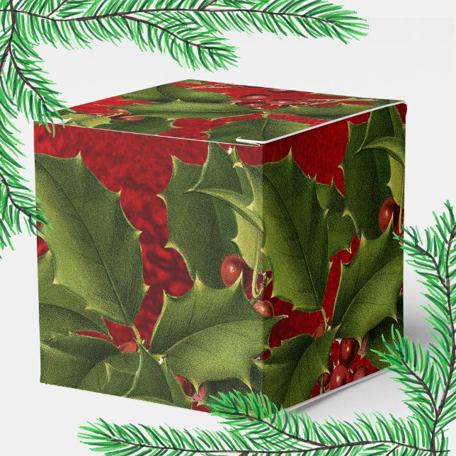 Para Regalos Relieve metalizado Rojo de Lujo, Holly Verde, Caja (Subido por el creador)