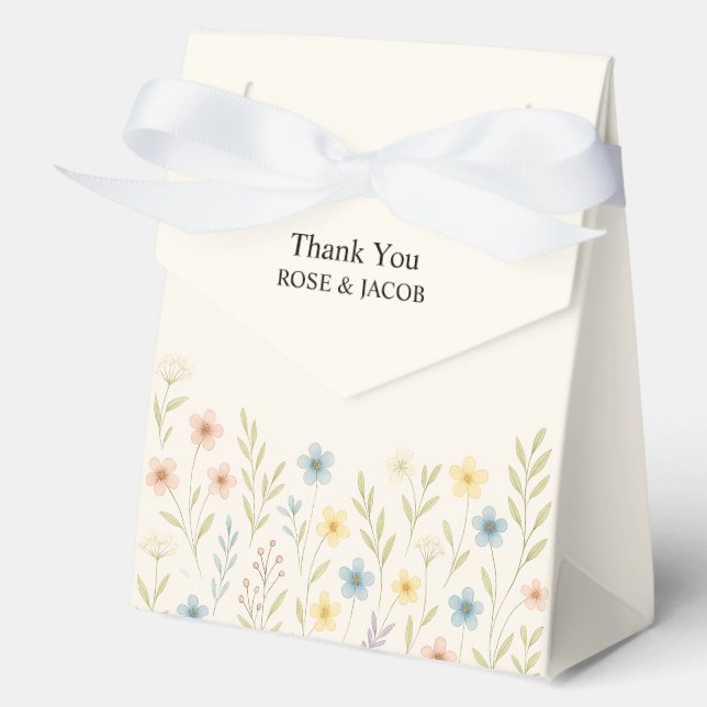 Para Regalos Romántica caja de favores de la boda de flores sil (Anverso)