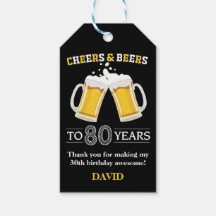 Para Regalos Saludos y cervezas a 80 años etiquetas de regalo