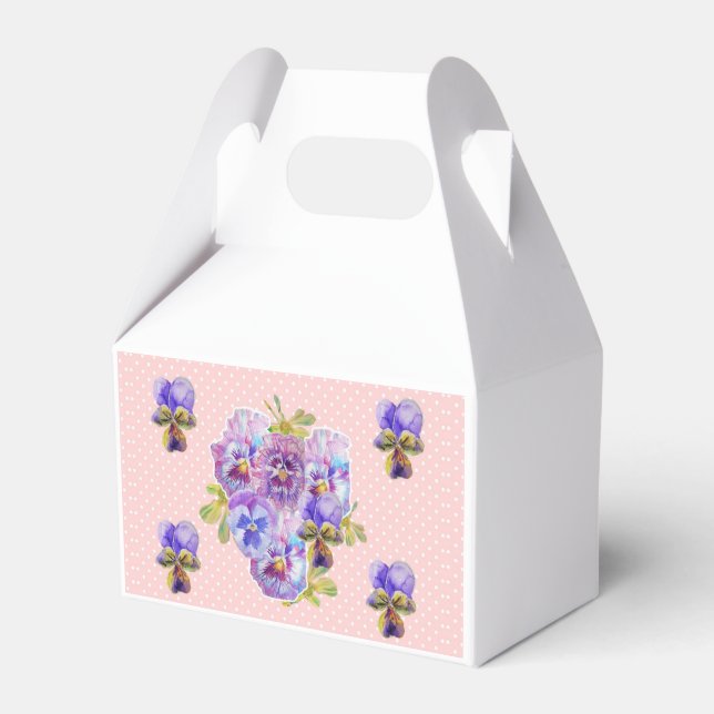 Para Regalos Shabby Pink Pansy Floral Tea Fiesta Caja de Favor  (Front Side)