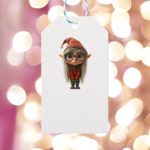 Shy Chicas Navidades Elf White Gift Etiquetas