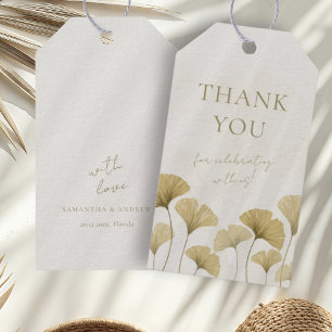 Para Regalos Simple Faux Gold Ginkgo Boda Favor Gift Etiquetas