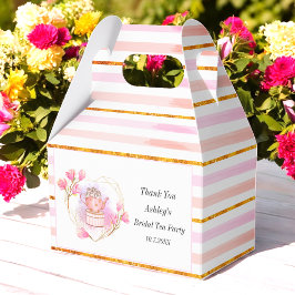 Para Regalos Té rosado Fiesta Tiras de oro Caja de Favor Floral