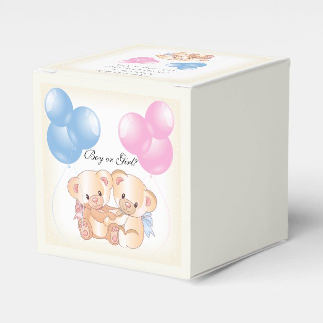Para Regalos Teddy Bears Baby Género Revelar Caja De Favor Del  (Costado Anverso)