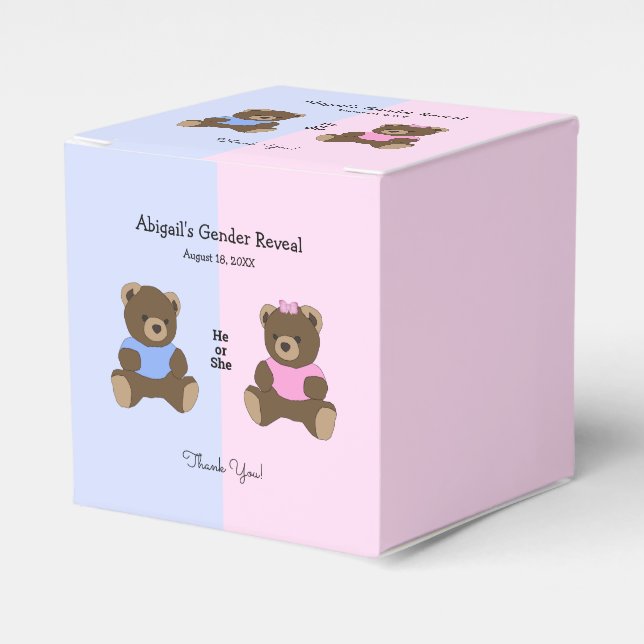 Para Regalos Teddy Bears Gender Revelan Caja de Favor de Baby S (Costado Anverso)