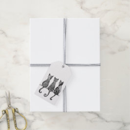 Para Regalos Tres gatos blancos y negros con 10 etiquetas de re