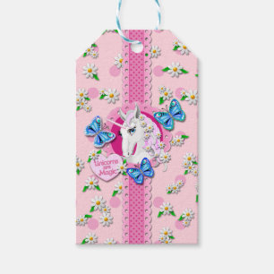 Para Regalos Unicornio de bonito en rosa con etiquetas de punto