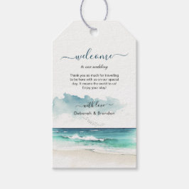 Para Regalos Watercolor Ocean Beach Wedding Etiquetas de bienve