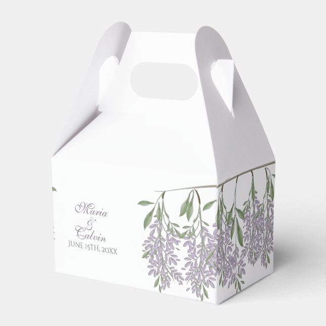 Para Regalos Wisteria Pintada Caja de Favor de Boda (Front Side)